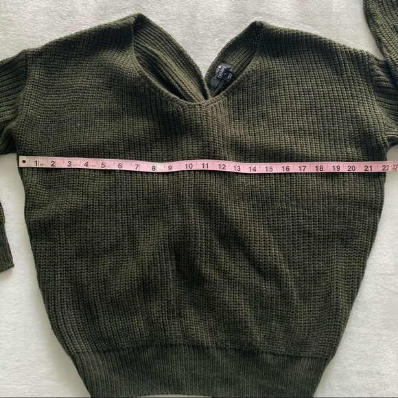 paper heart Womens Twisted Back Sweater Jumper in Olive Green Size S - Picture 6 of 11
